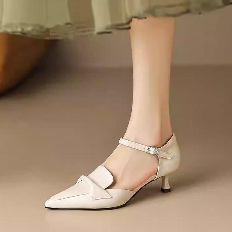 Модные женские туфли с острым носком на мелком среднем каблуке 2024 года, дизайнерские новые прогулочные сандалии, туфли-лодочки, сексуальное модное платье, женские туфли