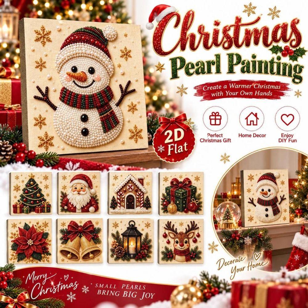 DIY Craft Kit Christmas Diamond Collage 2D Flat Beaded Picture Christmas Decoration