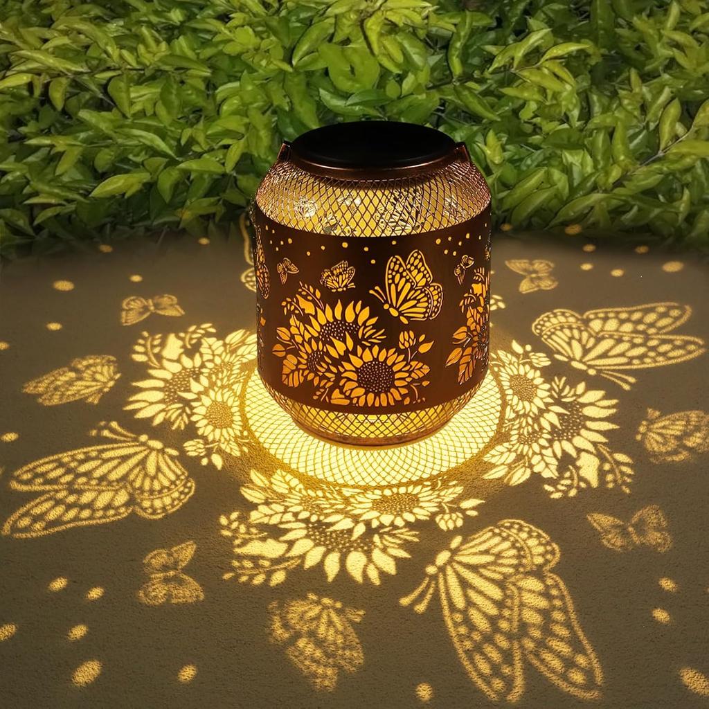 Solar Lanterns Outdoor Waterproof Christmas Birthdays Gifts for Women Mom Grandma Butterfly Garden Decor Metal Hanging Solar LED Lights for