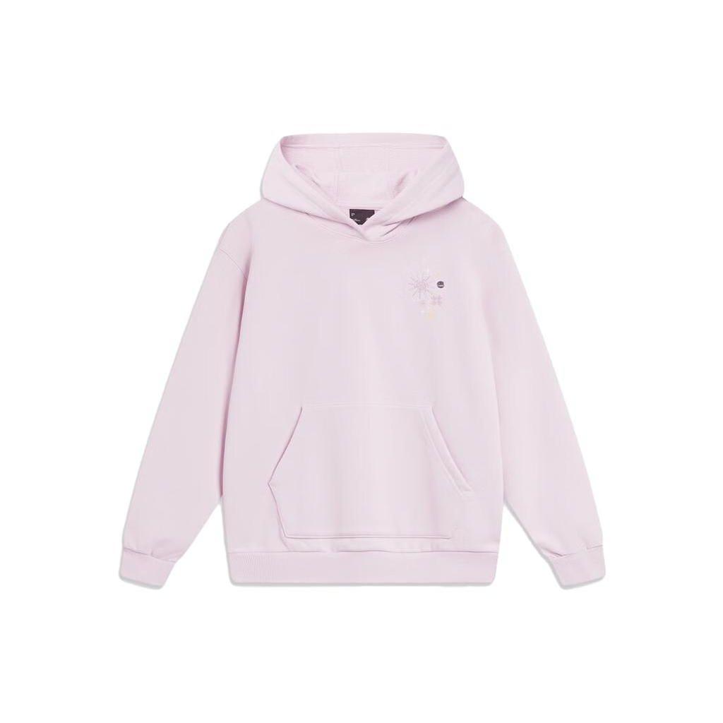 Li Ning Solid Color Hooded Pullover Sweatshirt Women Sweatshirt Lilac AWDT822-4