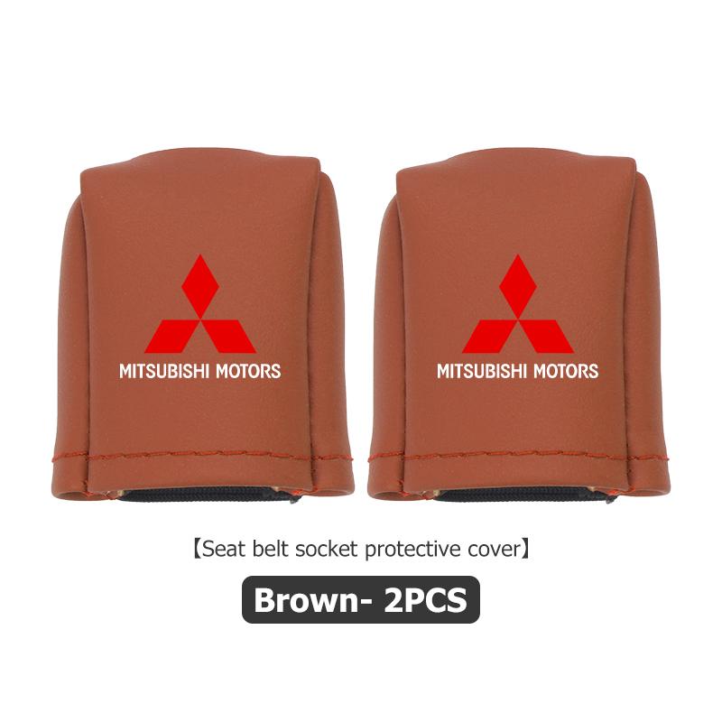 cxdjmy1 For Mitsubishi 1/2PCS Car Leather Seat Belt Buckle Anti-scratch Protector Cover Accessories Outlander Pajero Sport Lancer EX ASX