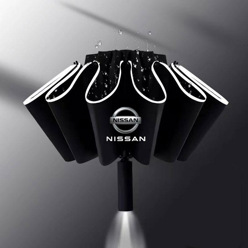 For Nissan ADFG3Fully Automatic UV Umbrella With LED Reflective Stripe Reverse Umbrellas For Nissan Rogue X-Trail GTR Note Qashqai Juke Patrol