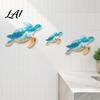 Tropical Wall Decorations 3Pcs Wooden Turtle Art Ocean Theme Hanging Ornaments for Bathroom Beach Style Living Room Bedroom Coastal with Traceless