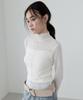 ROLAROLA Shirring See-Through High Neck T-Shirt Ivory