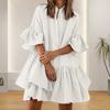Женское многоярусное платье-бэбидолл с плиссированными рукавами, летнее повседневное свободное мини-платье средней длины для повседневной жизни и пляжных вечеринок