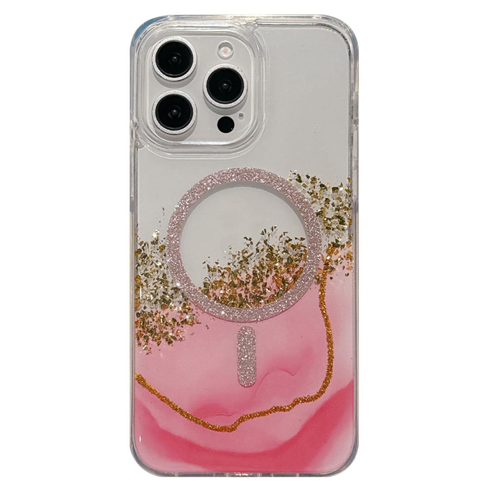 For iPhone 14 Pro Max Case Compatible with MagSafe Epoxy Marble Texture PC+TPU Phone Cover