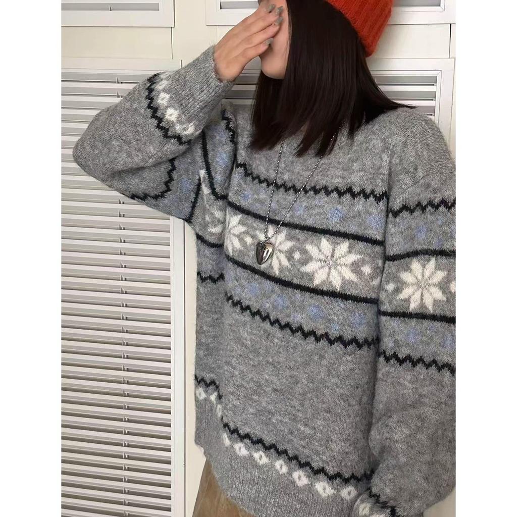Women Autumn Winter Loose Knitted Sweater Soft Warm Long Sleeve Solid Color Casual Oversized Pullover Daily Streetwear Tops