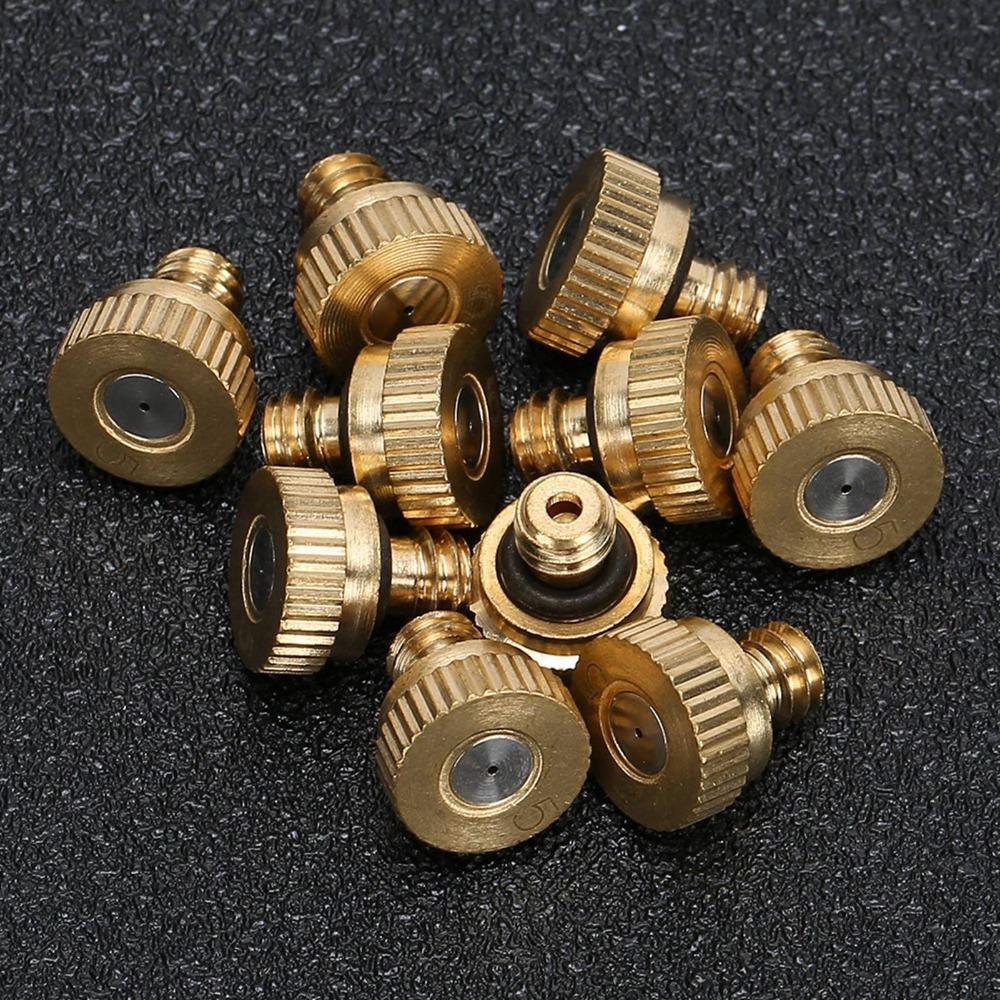30PCS 10/24 UNC Thread Brass Misting Nozzle Brass Mist Sprayer Nozzle Landscaping Humidification