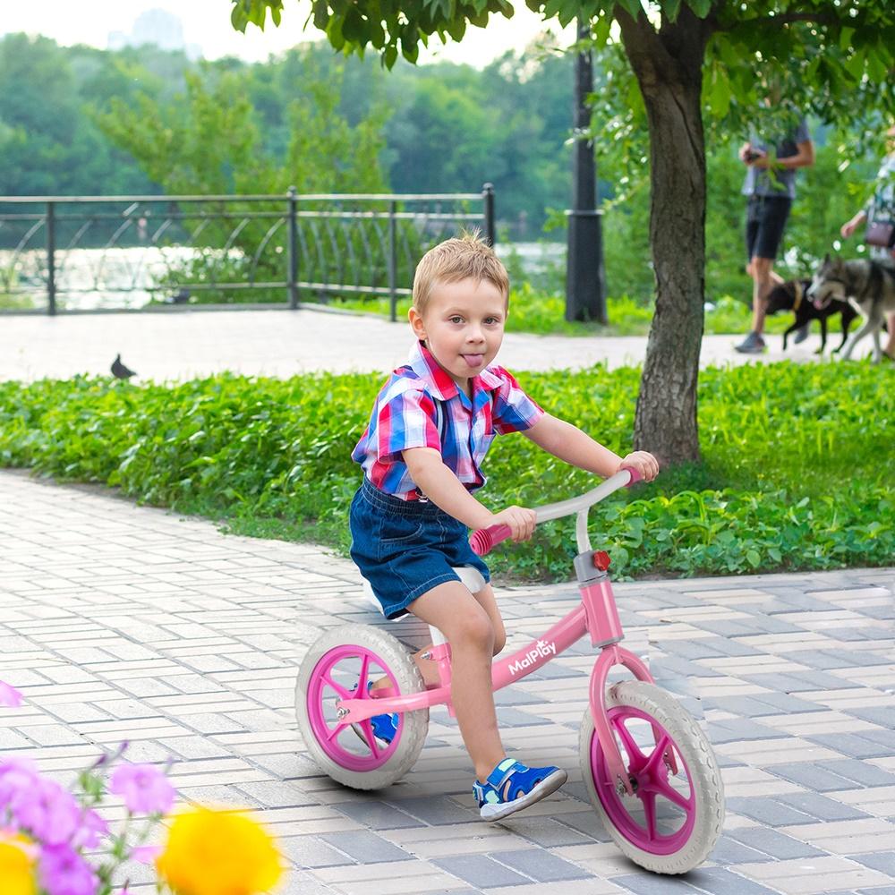 Childrens 12 Inch Balance Bike EVA Wheels Pink and White