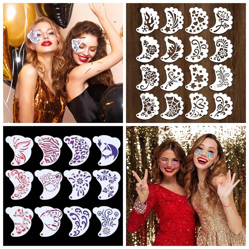 Hollowed Face Paint Templates Reusable DIY Makeup Tools Creative Body Art Paint Stencils  Adults