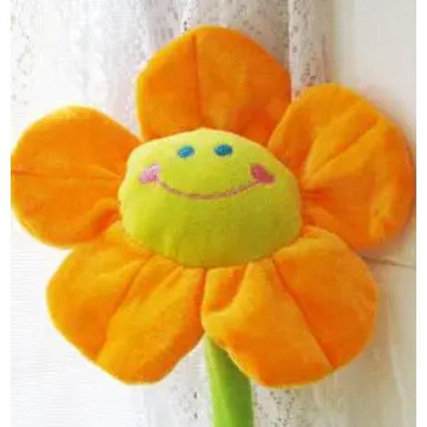 Cartoon Household Toys Multifunctional Smile Sunflowers Plush Plants Baby Bed Decoration Room Decoration Curtain Buckle Gift