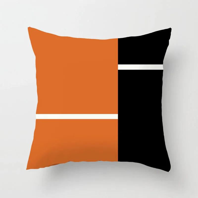 Nordic Orange Pattern Abstract Art Throw Pillow Cover With Short Plush Print For Living Room Sofa Decoration Cushion Cover