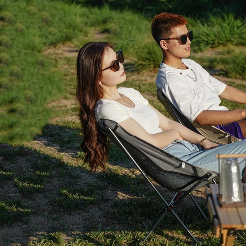 Складной стул для кемпинга с полностью алюминиевой рамой, компактный и портативный с сумкой для переноски, складной лунный стул для походов на природу, рыбалки и рюкзака