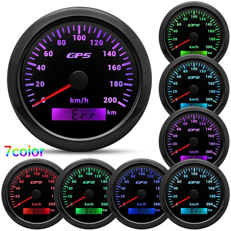 7 Color Backlight 12v Car Gps Speedomet 30/60/80/120/200KMH Motorcycle Boat Car Truck Speed Gauge Meter with GPS Antenna