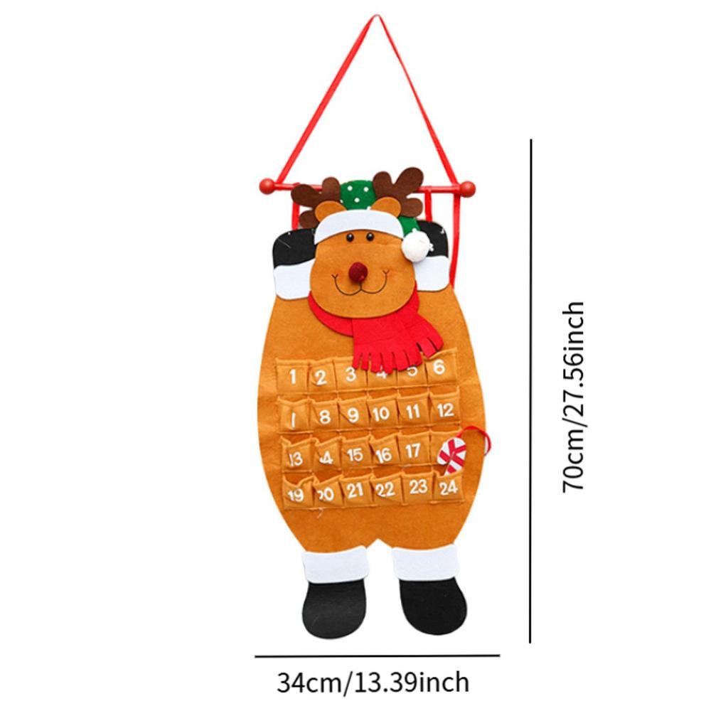 Рождественский Адвент-календарь Подвесное нетканое рождественское украшение Рождественский подарок для камина Праздничное украшение для дома Рождественский подарок