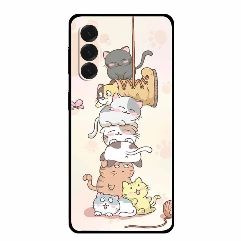 For Samsung Galaxy A17 5G Lion Cat Case Soft Silicone Cover for Galaxy A17 5G TPU Cases Shockproof Black Cover a17 Animal Bumper