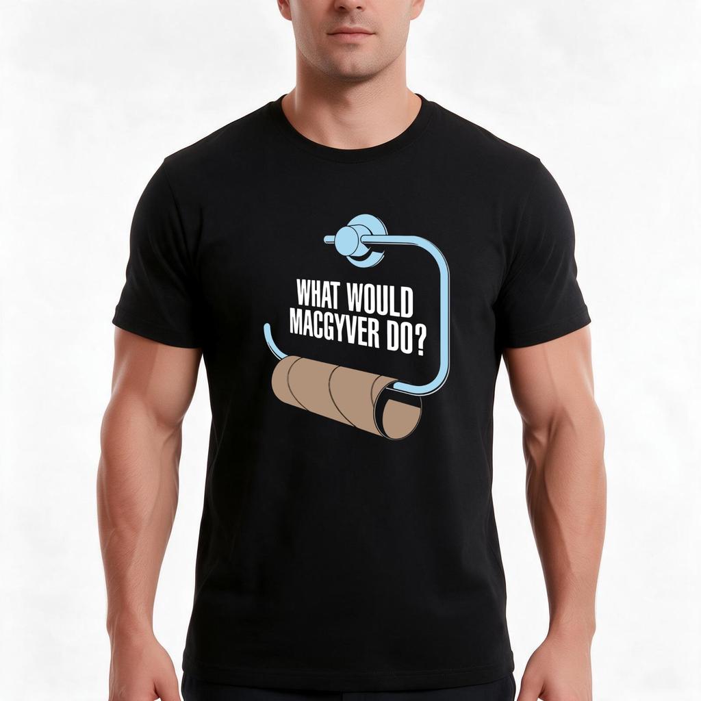 What Would Macgyver Do Funny Toilet Roll Tshirt Summer Casual Cotton Tee Oversized Streetwear Tops Vintage Graphic Print