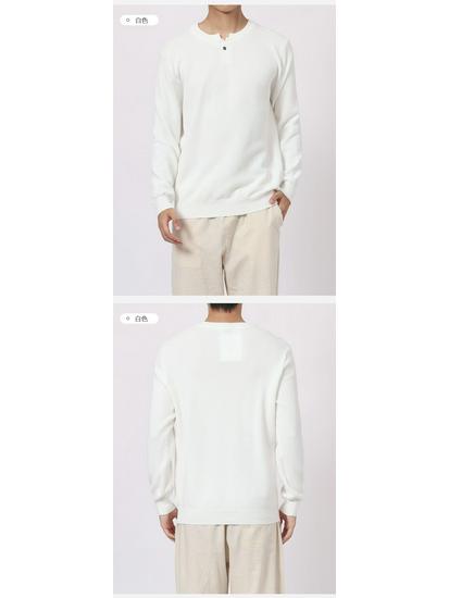 Мужской свитер хенли узором «ананас» 2025