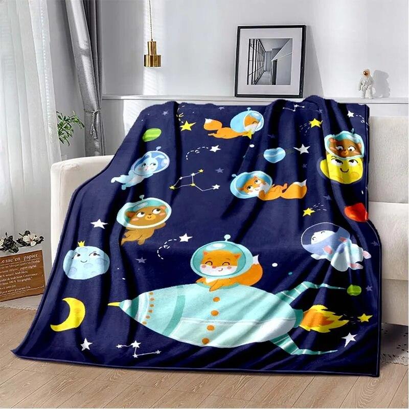 Фланелевое одеяло с 3D принтом космических животных, универсальное праздничное подарочное одеяло, теплые и мягкие одеяла на все сезоны