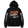 Anime Initial D Printed Hoodies Summer Teenage Casual Loose Fashion Retro Wild Streetwear Y2K Long Sleeve Fleece