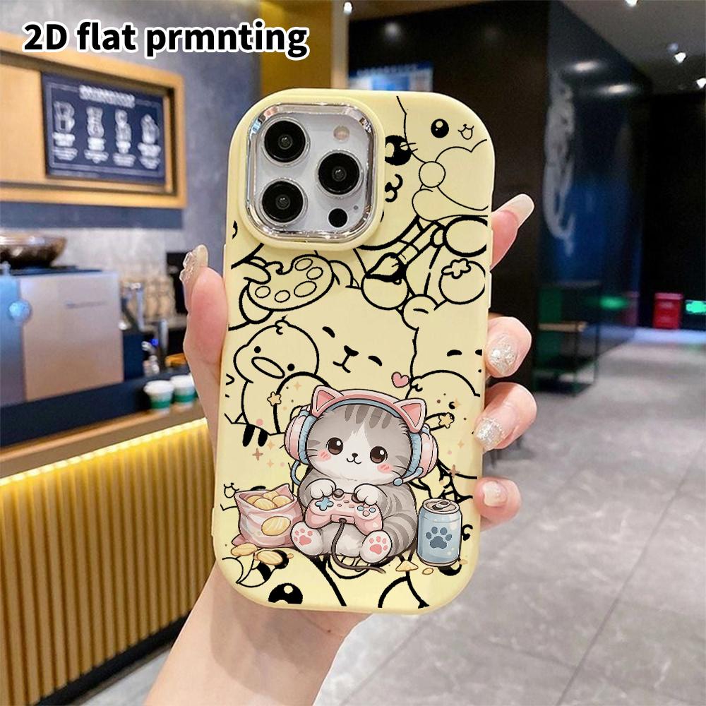 Чехол для телефона: 2D плоский, подходит для защитного чехла iPhone 18, 17, 16, 15, 14, 13 Pro, игривый котенок, идеальный подарок на Рождество и Хэллоуин