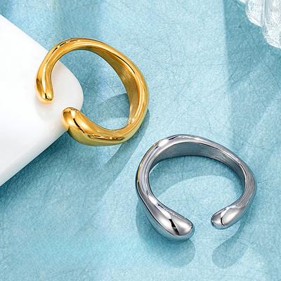 Кольцо с нерегулярным геометрическим отверстием, нишевое простое и универсальное женское кольцо, бижутерия из электролитически покрытой титановой стали