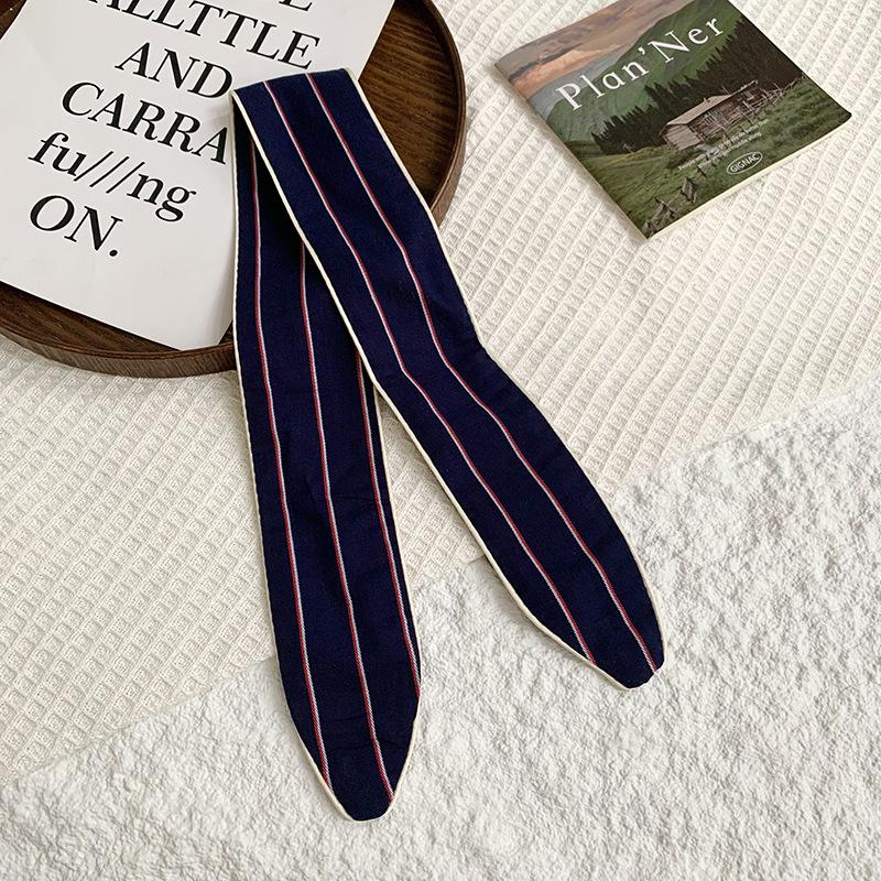 Headscarf Women's Pastoral Spring and Summer Fashion Colorful Retro Plaid Fabric Headband Pure Cotton Silk Scarf Decorative Small Scarf