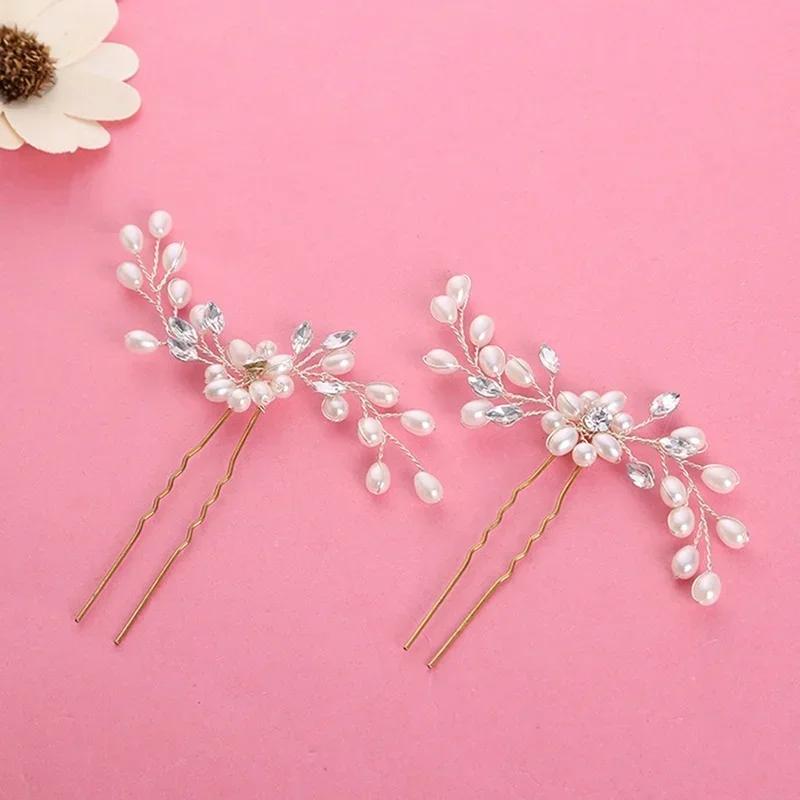 Bridal Hair Accessory Crystal Peals Hair Combs Wedding Hair Clips Accessory Jewelry Beautiful Handmade Women Ornament Headpieces