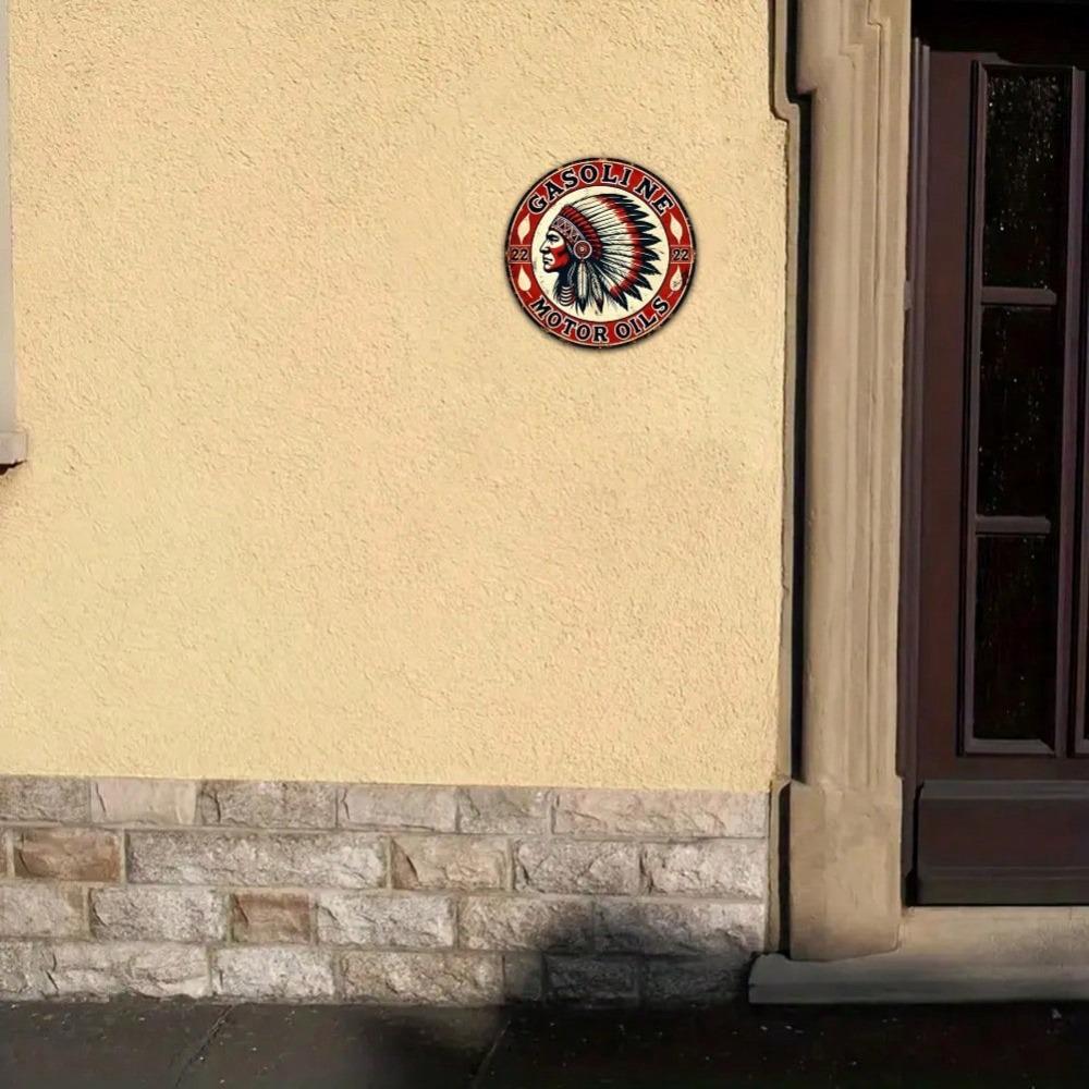 Винтажная металлическая жестяная вывеска с изображением бензинового двигателя 8x8 дюймов, круглая настенная живопись для гаража, бара, кафе, домашнего декора, подарок