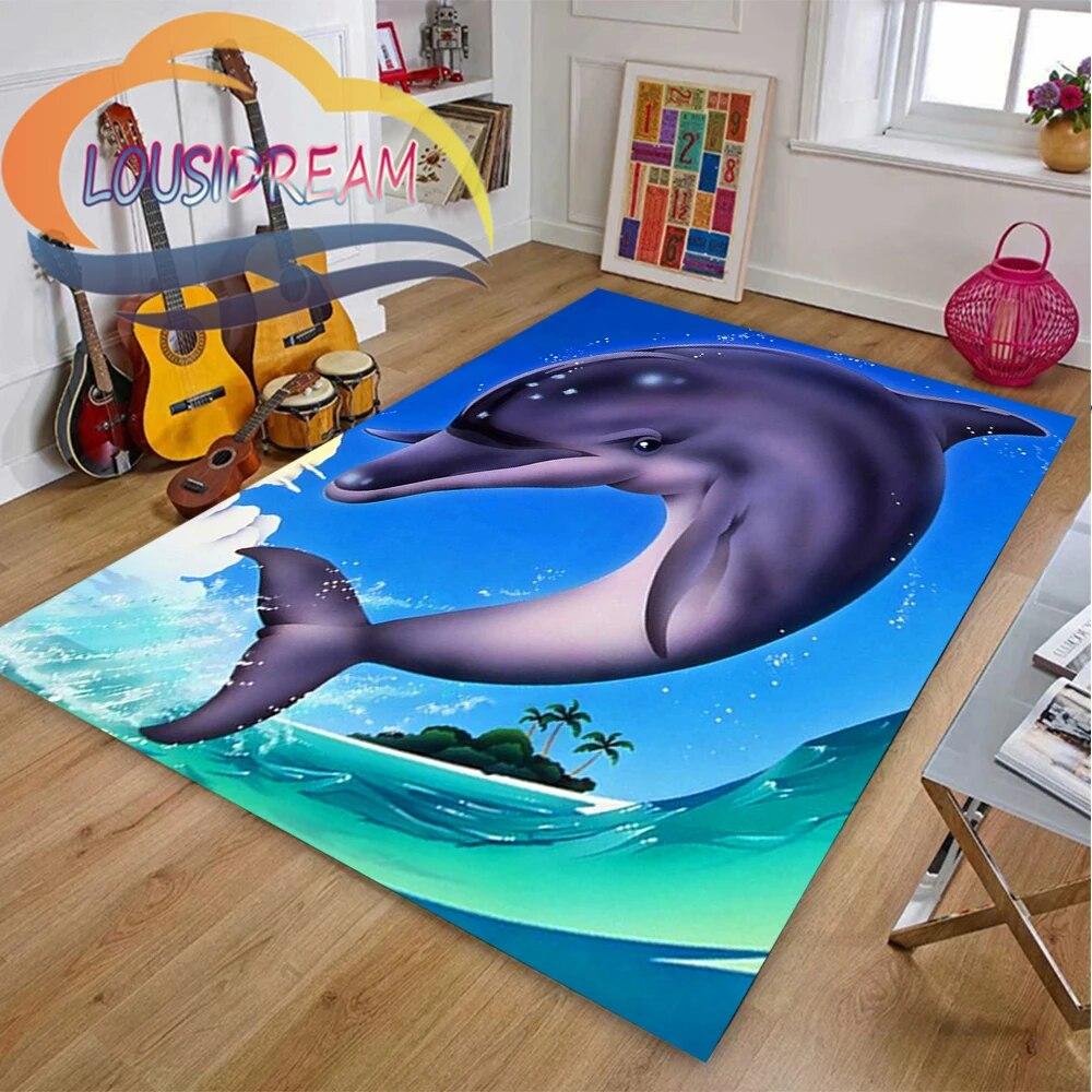 Ковер из мира морских животных Delphinidae, океанические дельфины, гостиная, спальня, большая площадь, мягкий 3D модный декоративный коврик