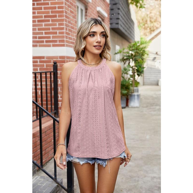 Женский летний жилет, свободные майки с круглым вырезом и морщинами, топ без рукавов, камзол
