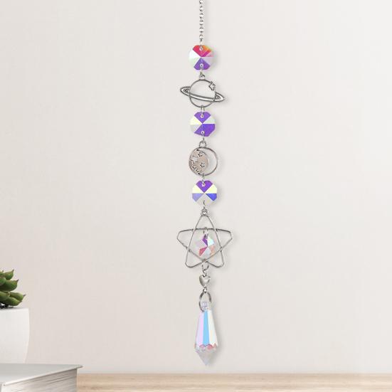 Stars Moon Sun Catcher Hanging Planets Ornament Prismatic Sun Catcher Rainbow Maker for Outdoor Garden Home Wall Decoration