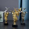 Европейская пара Золотая маска Украшения Silence Is Gold Смола Craft Офисный стол Шкаф Домашнее украшение
