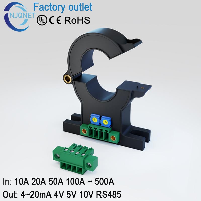 Hall effect current transducer QNDBK1-21 AC 50A 100A 200A 300A / 5V 10V DC hall current sensor split core current transformer ct