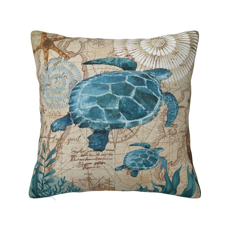 Luxury Race To Safety Sea Turtle Throw Pillow Covers Home Decorative D Print Sofa Chair Cushion Cover Polyester Cozy Pillowcase
