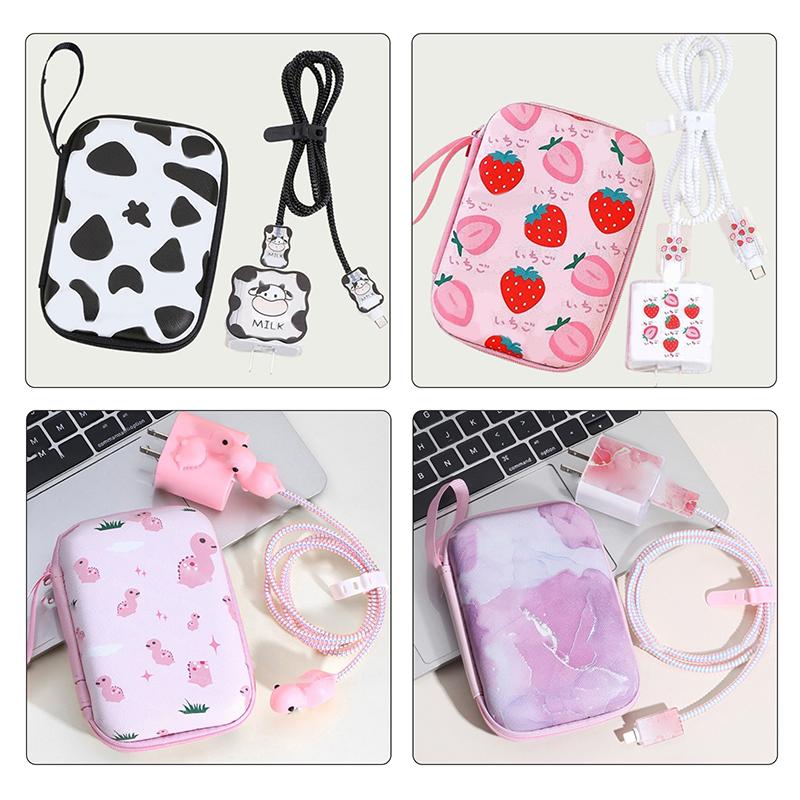 6Pcs Ins Cable Protector For Iphone Ipad 18W/20W Charger Protective Case With Storage Bag Cable Management Wire Cord Organizer