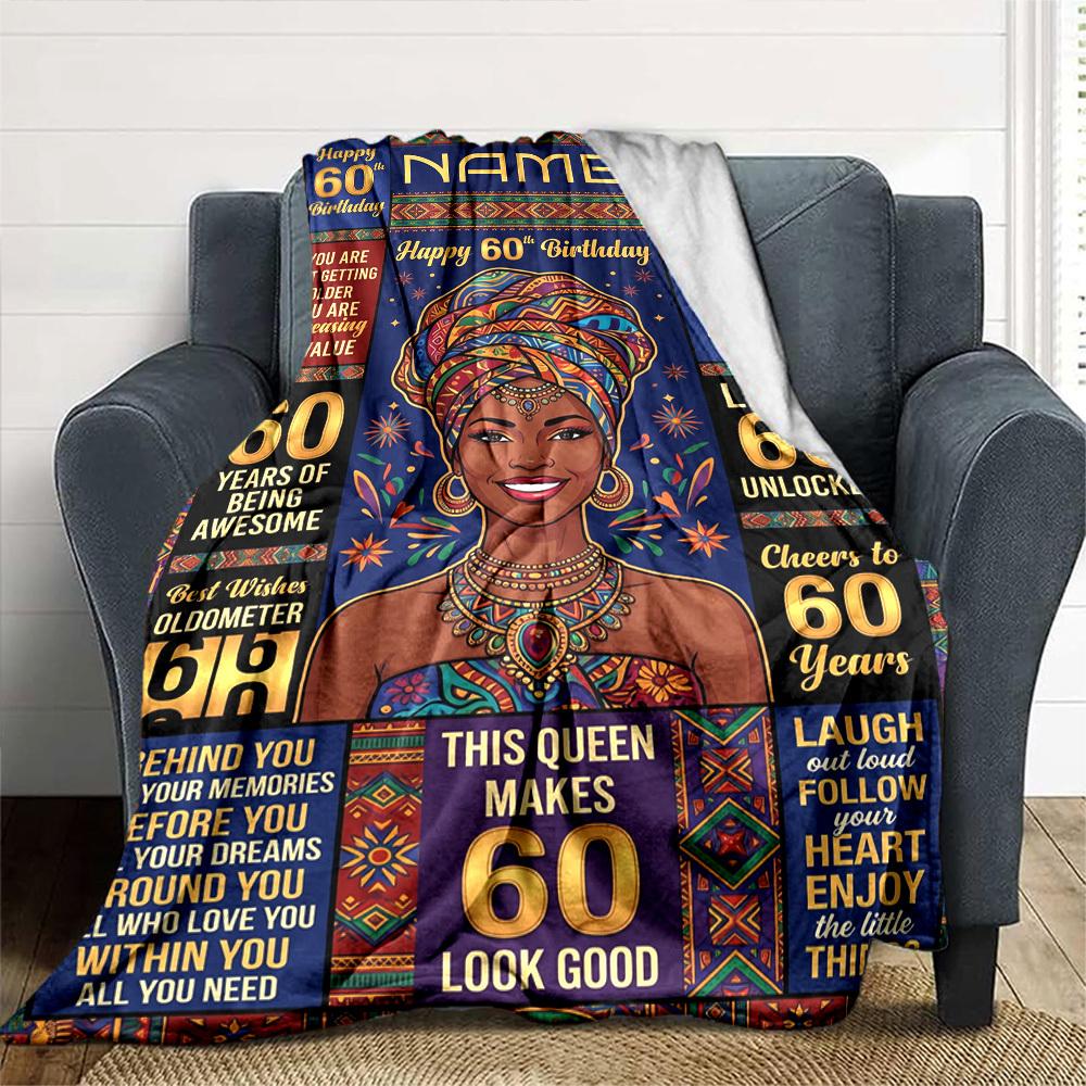 Empowerment Celebration Unlock 60Th Year Cozy Customize Text Soft Warm Cozy Throw For Sofa Couch Office Bed Picnics For All Occasions Playful Design