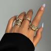 3PCS Fashion New, Irregular Metal Ring with Personality, Simple Street Shot Set Ring for Women