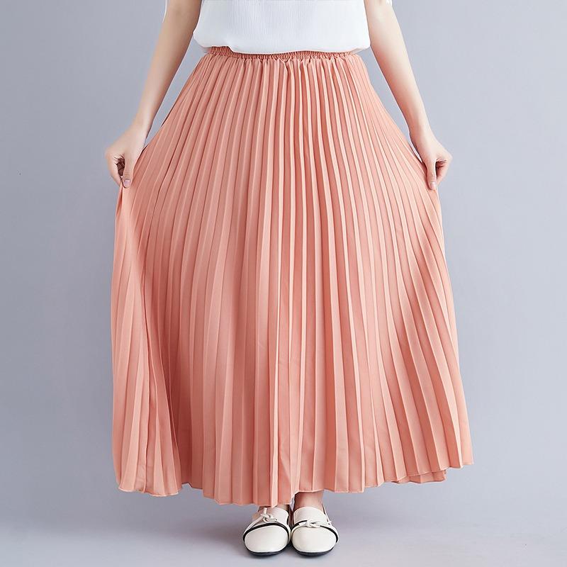 10 цветов, осенне-зимняя повседневная плиссированная юбка большого размера для женщин, юбка средней длины с высокой талией и юбкой на эластичной талии