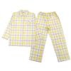 Takihyo EDWIN Long Sleeve Pajama Double Check Shirt Yellow Women's Set, 100% Cotton, Gauze, Pattern, Open-Front Pajamas,