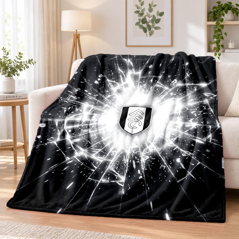 Fulham Football Printed Flannel Blanket Warm Comfort Bed Throw For Indoor Home Decoration