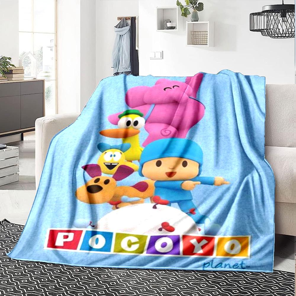 Pocoyo Cartoon Print Flannel Blanket High Quality Warm Comfortable Cover for All Seasons Perfect for Gifts Home Decor