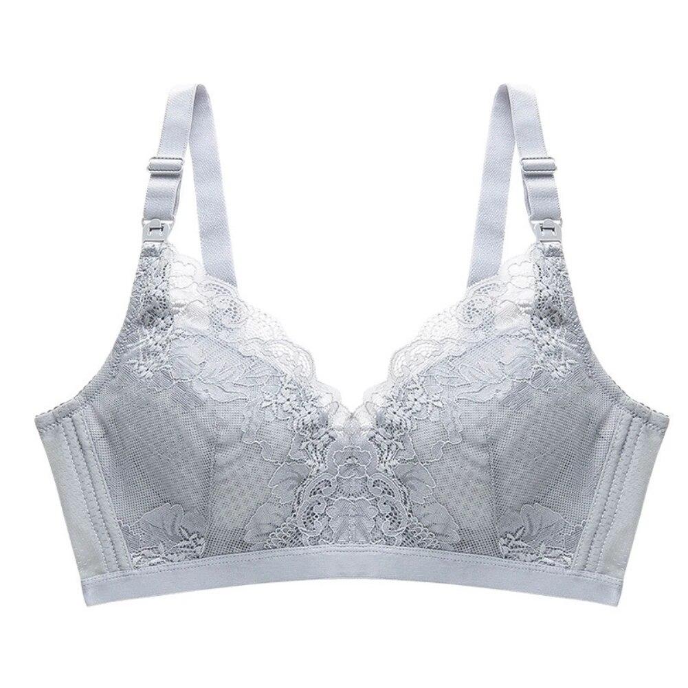 Женский кружевной бюстгальтер для кормления без косточек с мягкой подкладкой, бюстгальтер без косточек для беременных, беспроводной бюстгальтер для кормления грудью с открытой пуговицей спереди, бюстгальтер для беременных