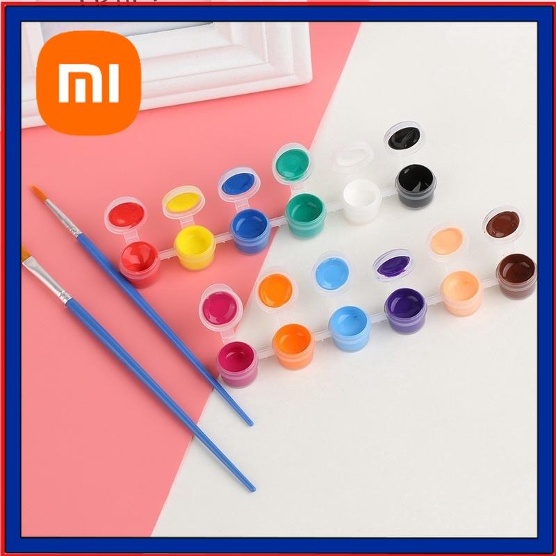 Xiaomi Набор акриловых красок 12 цветов, 6 ячеек, краска для граффити с кистью-ручкой, DIY краски, гипсовая кукла, акриловая краска, канцелярские принадлежности для рисования для студентов