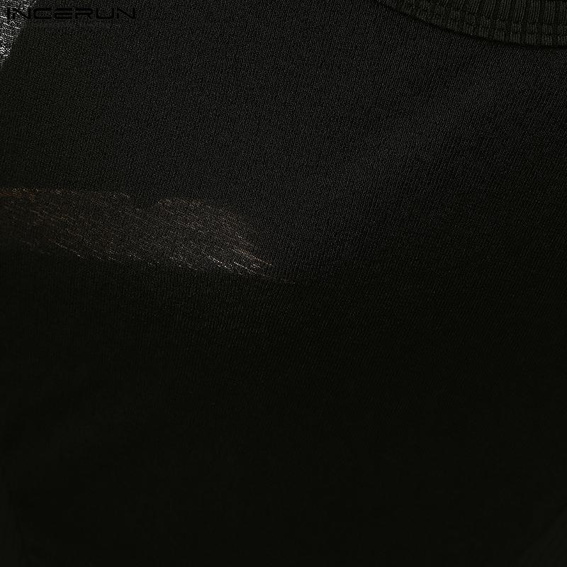 INCERUN Мужские комбинезоны-ромперы с низким вырезом, без рукавов, полупрозрачные, в рубчик, боди, нижнее белье