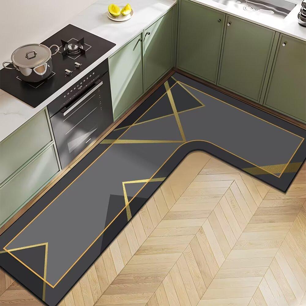 Коврик для кухни Nordic Light Luxury Diatom Mud Household L-образной формы, впитывающий воду, противоскользящий, быстросохнущий и простой в уходе