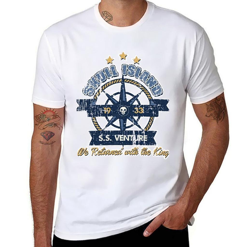 Skull Island Ss Venture Distressed Tshirt Simple Casual Short Sleeve Cotton Tshirt