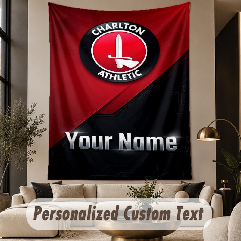 Custom Text Tapestry Charlton Athletic Print Wall Tapestry Indoor Living Room Wall Decor