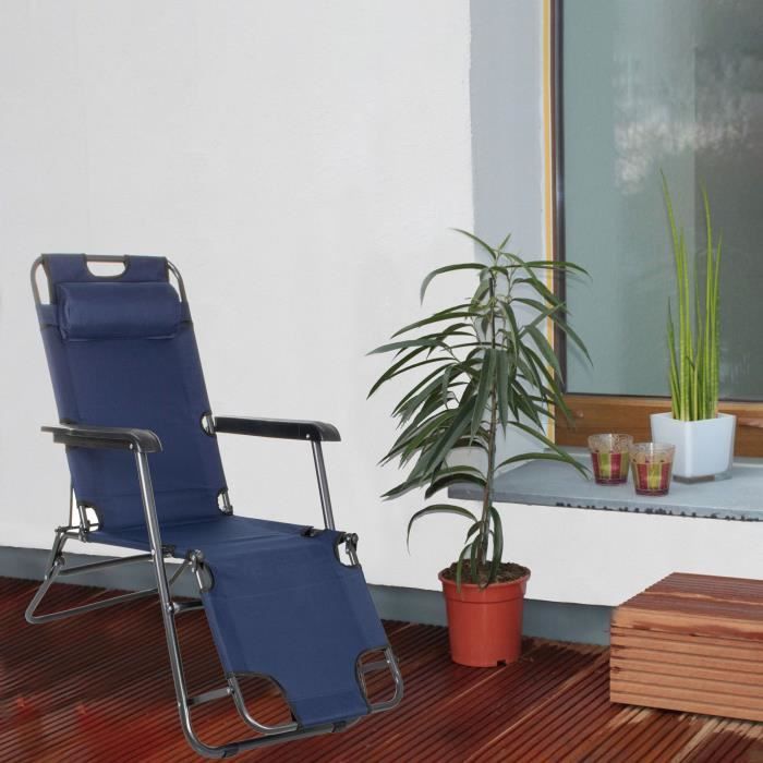 Transat de jardin pliable SPRINGOS - синий - вместимость 120 кг