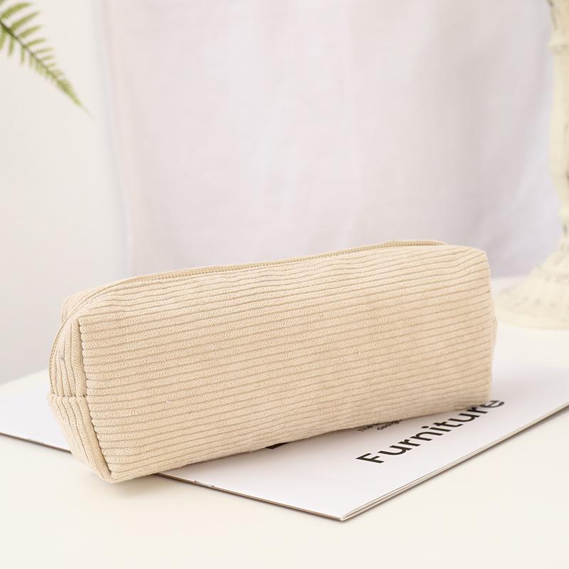 Cute Corduroy Pencil Case Little Shark Embroidery Pen Bag Pouch Gift for Girls&Kids School Office Stationery Organizer Supplies